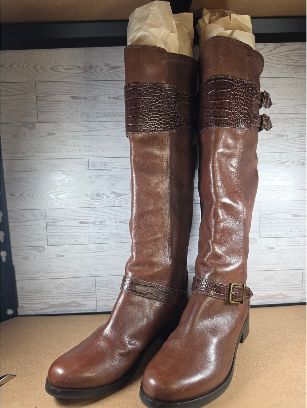 Cole Haan Tennley Brown Leather Riding Boots Size 8B